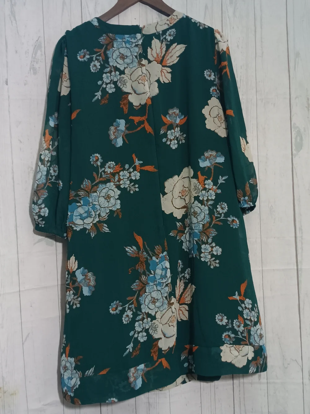 eva mendes for New York & Company Teal Floral Midi Dress